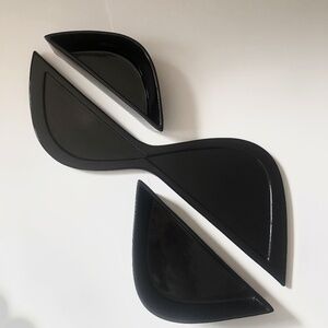 4 Piece Contemporary Modern Art Appetizer Bowls & TrayBLACK